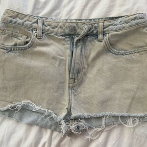 All Saints Distressed Denim Mini Skirt